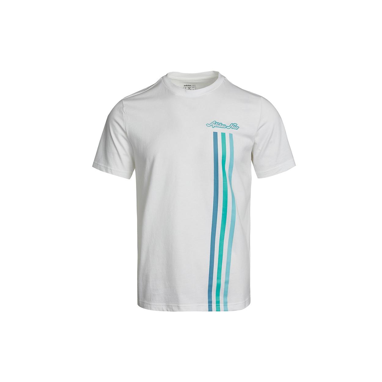 adidas neo Stripe Alphabet Printing Round Neck Short Sleeve White Men s GS2579 XXL