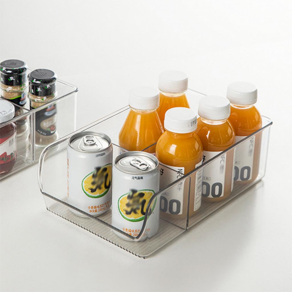 2 Contenitori Per Alimenti Impilabili Con 4 Scomparti E Divisori Rimovibili - Plastica Trasparente 26x15x8.9 Cm, Per Dispensa E Frigo