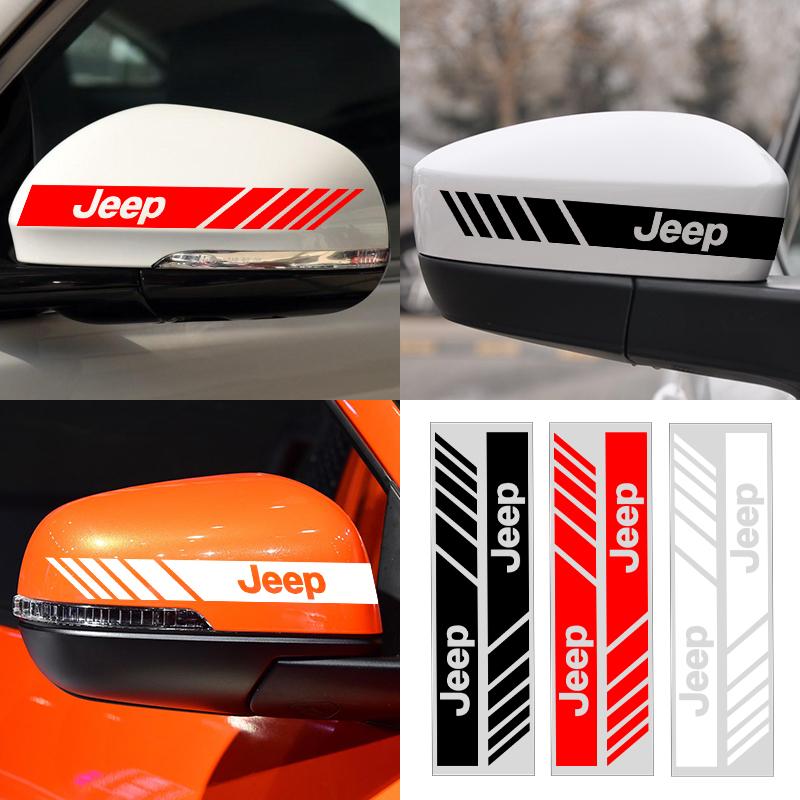 CYHHKS1 Car PVC Stripe Racing Strips Rear View Mirror Stickers Badge For Jeep Gladiator Grand Cherokee Accessory Renegade Wrangler JL JK
