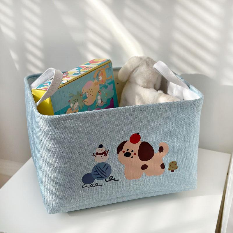 Foldable Cartoon Linen Storage Basket for Toys and Clothes