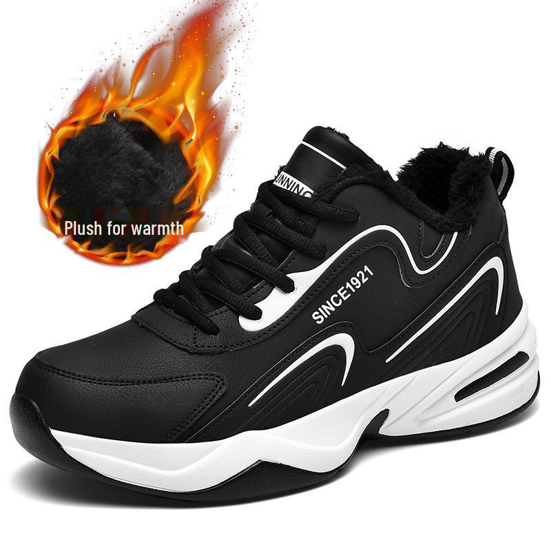 Men's Waterproof Leather Sports Shoes: Autumn/Winter White, Non-Slip, Wear-Resistant for Junior High Students