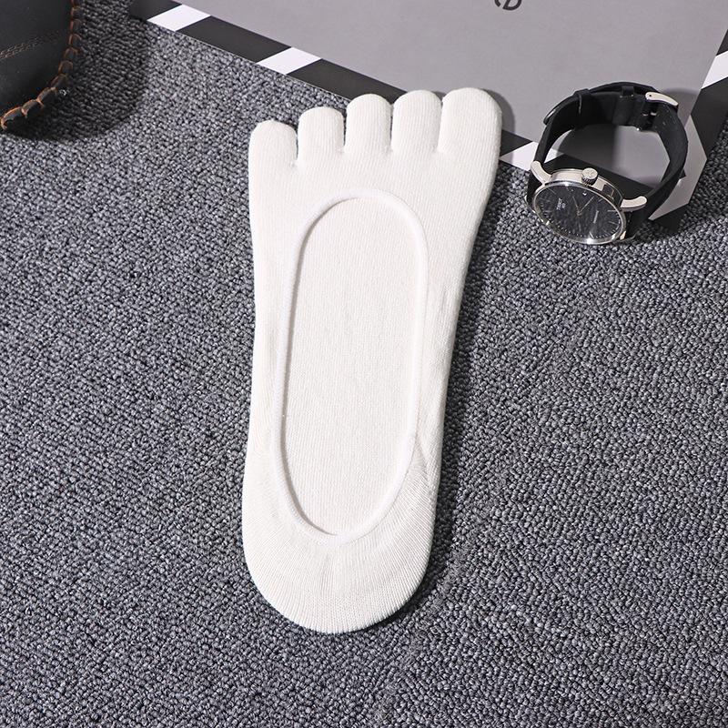 Summer Cotton Five Finger Socks For Men Anti-slip Silicone Invisiable Boat Socks Business Five Toed Socks Breathable Short Socks