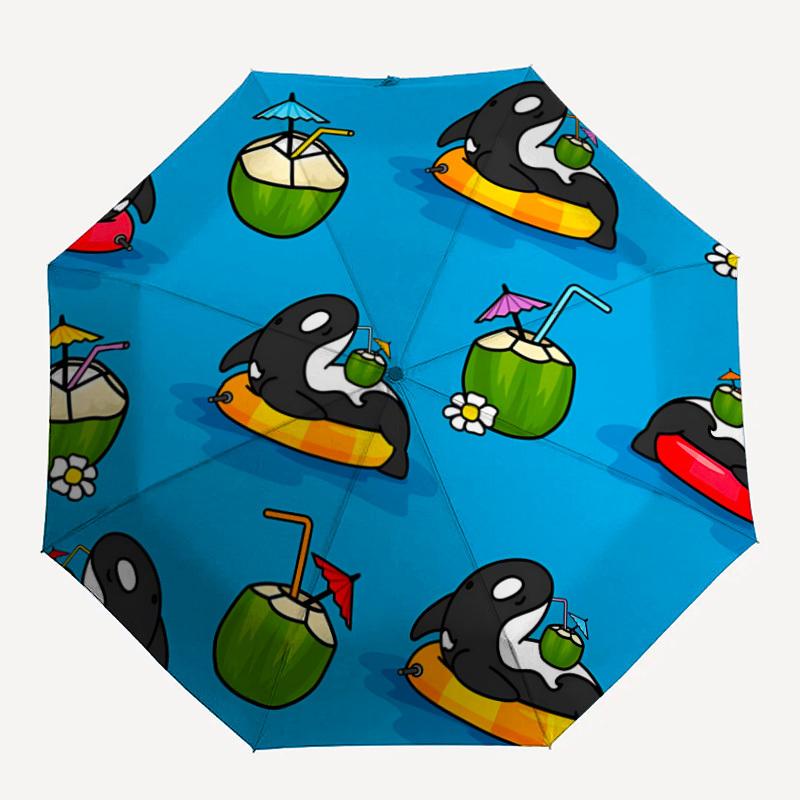1pc Whale Paradise Automatic Open/Close Umbrella Compact Folding Umbrella, All-Season Portable Umbrella for Women/Men131
