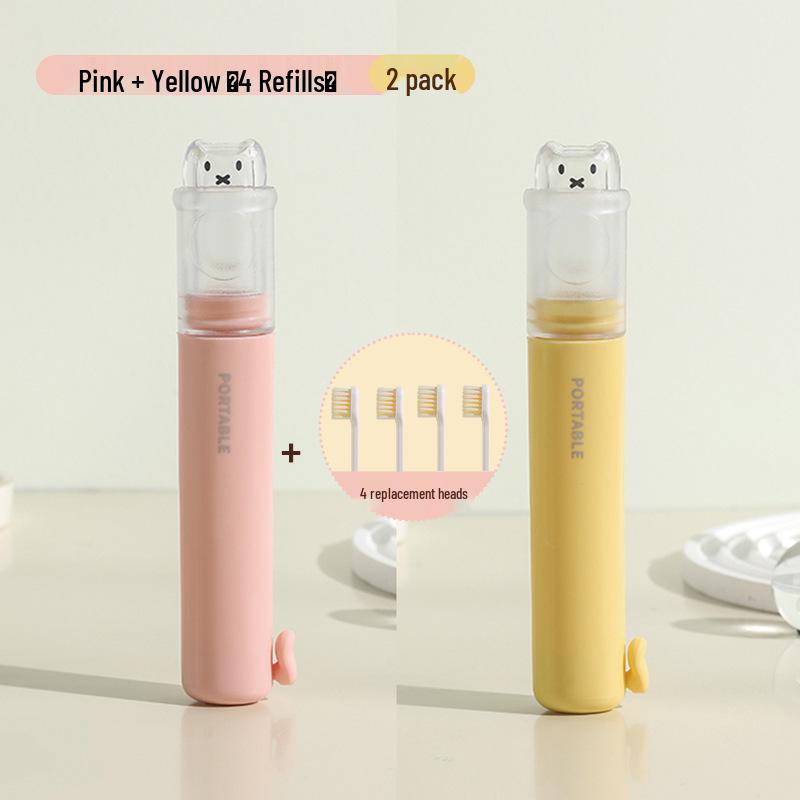 Portable 2-in-1 Toothbrush & Toothpaste Set with Holder - Essential for Travel and Business Trips, Soft Bristles