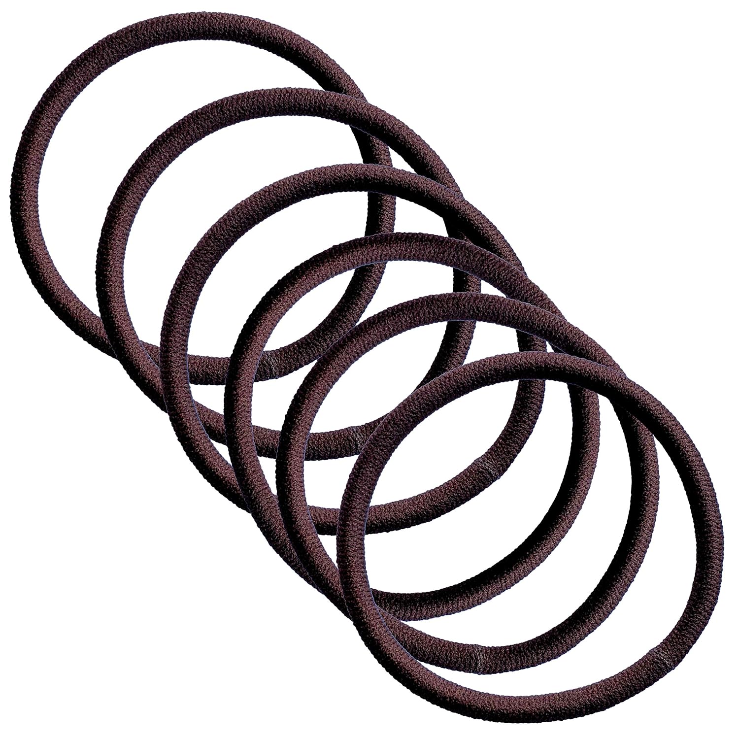 Japan-made hair ties thick 6-piece set thickness 4.3mm (brown)