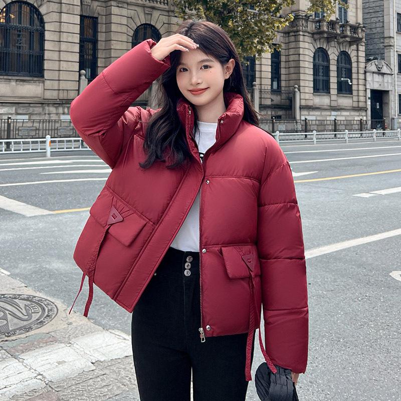 Short bread clothes, down cotton clothes for women, small people, thickened stand-up collar, warm and casual temperament, winter cotton jacket.