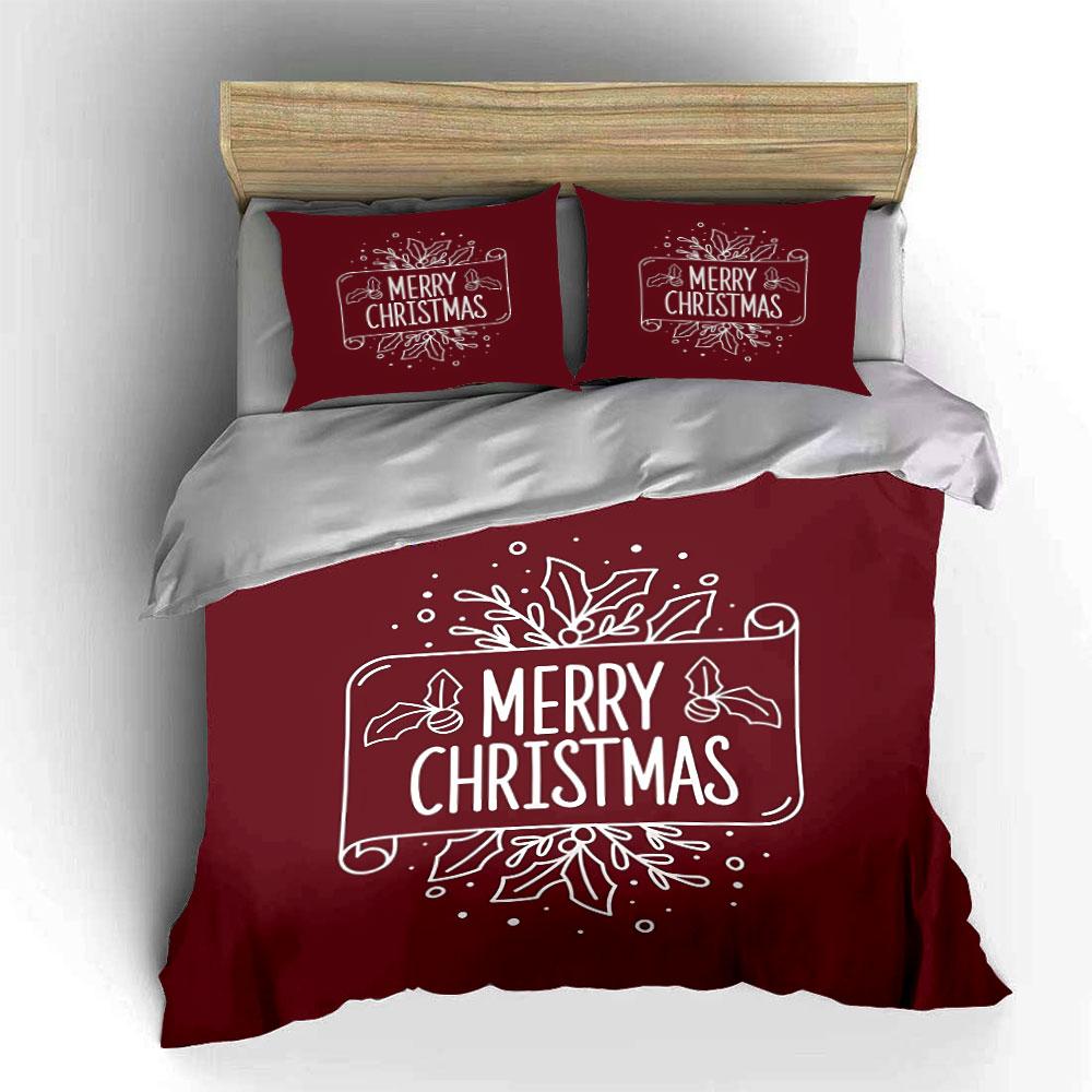 Merry Christmas Holly Design Bedding Duvet Cover Set Duvet Cover Pillowcases (1*Duvet Cover 2*Pillowcases, without duvet insert)