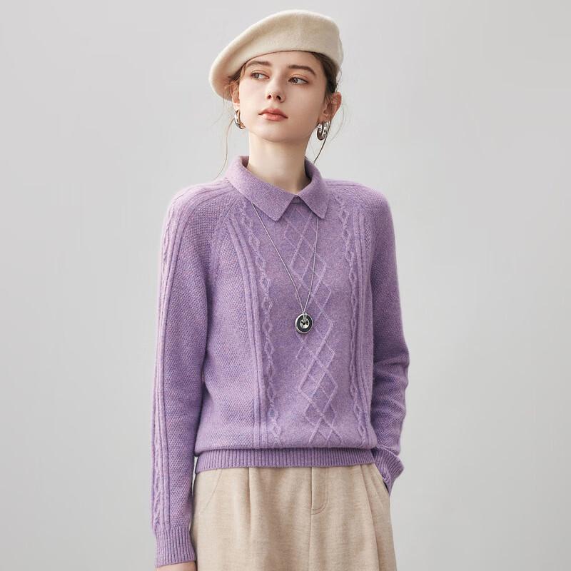 Comom Boca Women's 100% Cashmere Turn-down Collar Sweater