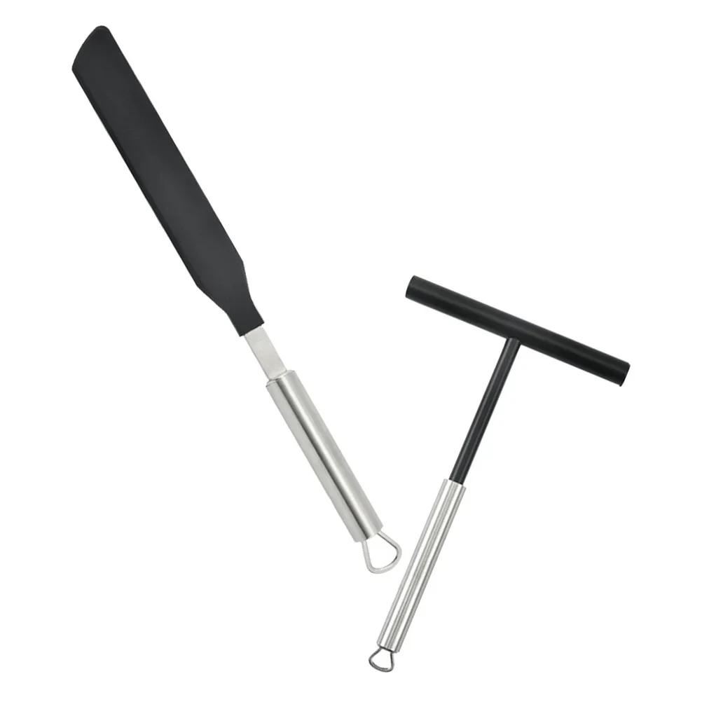 304 Stainless Steel French Crepe Spreader Pancake Like Batter Spreading Tools Pancake Like Batter for Bakery Kitchen + Spatula 34.6X3X2CM серебряный