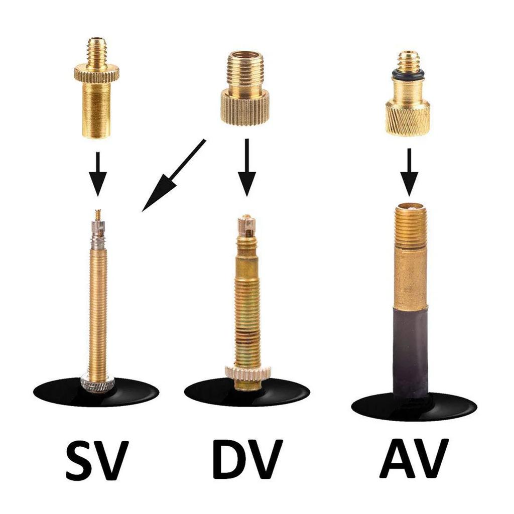 15pcs Copper Bicycle Valve Adapter Set Bike Tire Pump Adapter Kit Inflator Pump Accessory Valve Adapter SV AV DV Bicycle Valve