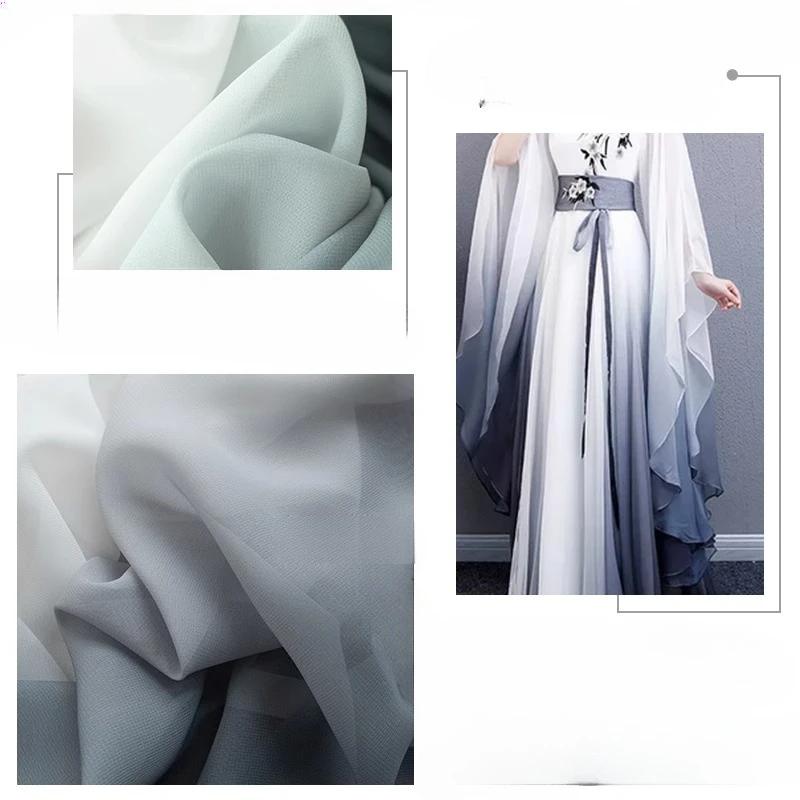 Wide 147cm 150D Gradient Chiffon Fabric Drape Skirt Fabric Semi-transparent Fabrics Stage Costumes DIY Ancient-style Dress Hanfu