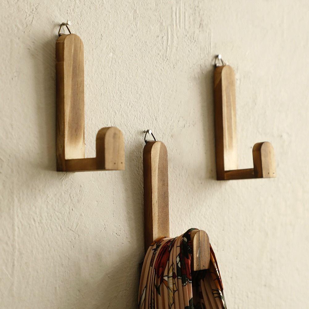Rustic Wooden Wall Hook Bohemian Style Hanging Decorations Wall Door Back Shelf  Bathroom Organizer