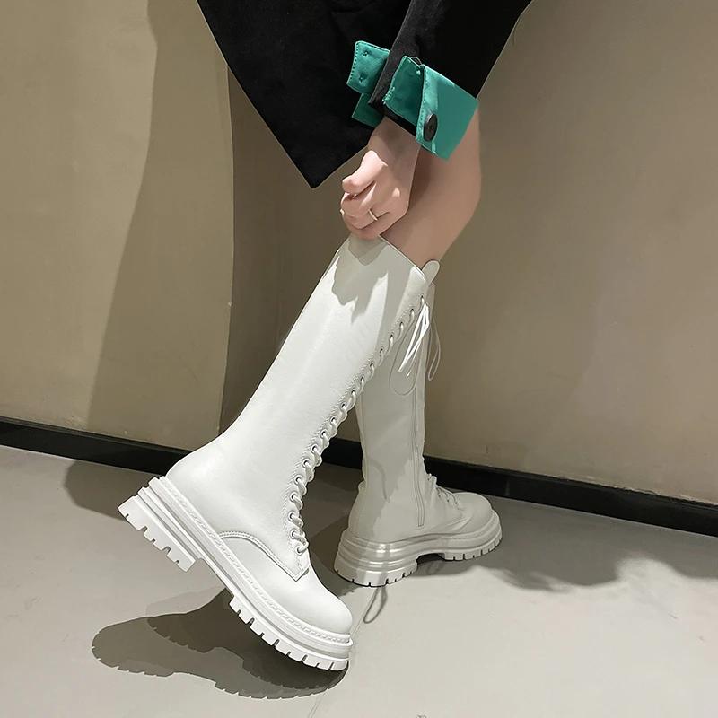 Women's Boots 2025 Autumn Winter New Chunky Platform Female Long Boots Korean Fashion Strap Knee High Boots Woman Botas De Mujer