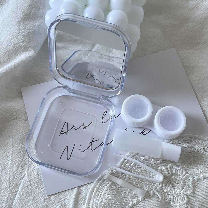 Laser Cover Contact Lens Case Box Colored Lenses Container Beauty Lens Storage Box Travel Set With Mirror Gift Girl