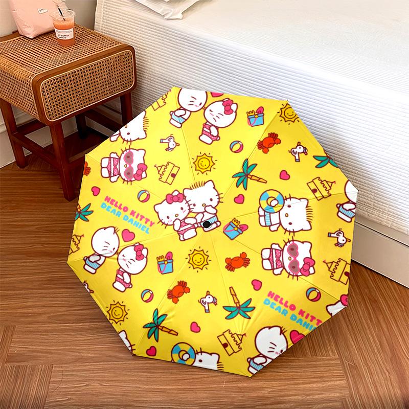Hello Kitty  pattern, automatic folding umbrella, portable and foldable design, 8 ribs, a Christmas or birthday gift.