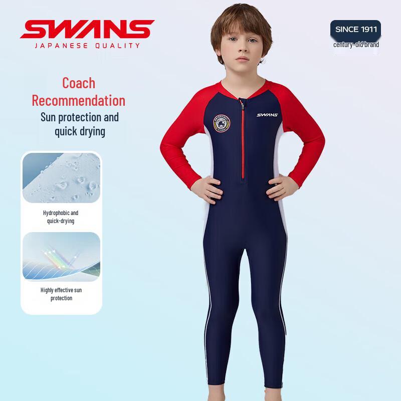 SWANS Boys Long-Sleeve One-Piece Sun Protection Swimsuit 130