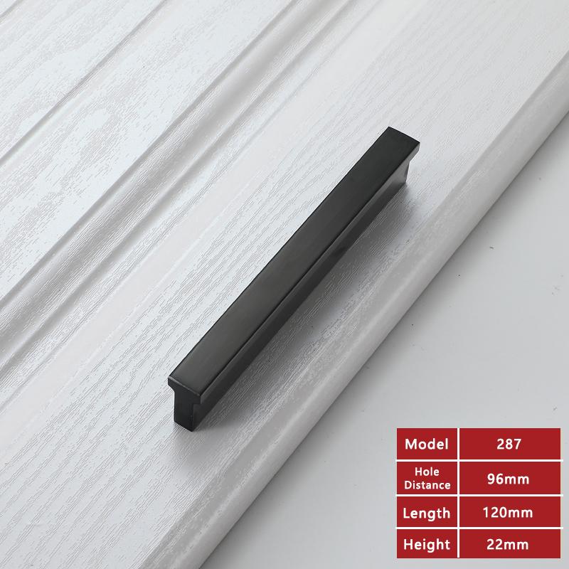 WV Square Matte Black American-style Kitchen Cabinet Handle 128mm Drawer Black Cabinet Wardrobe 7-Character Solid Pulls 287