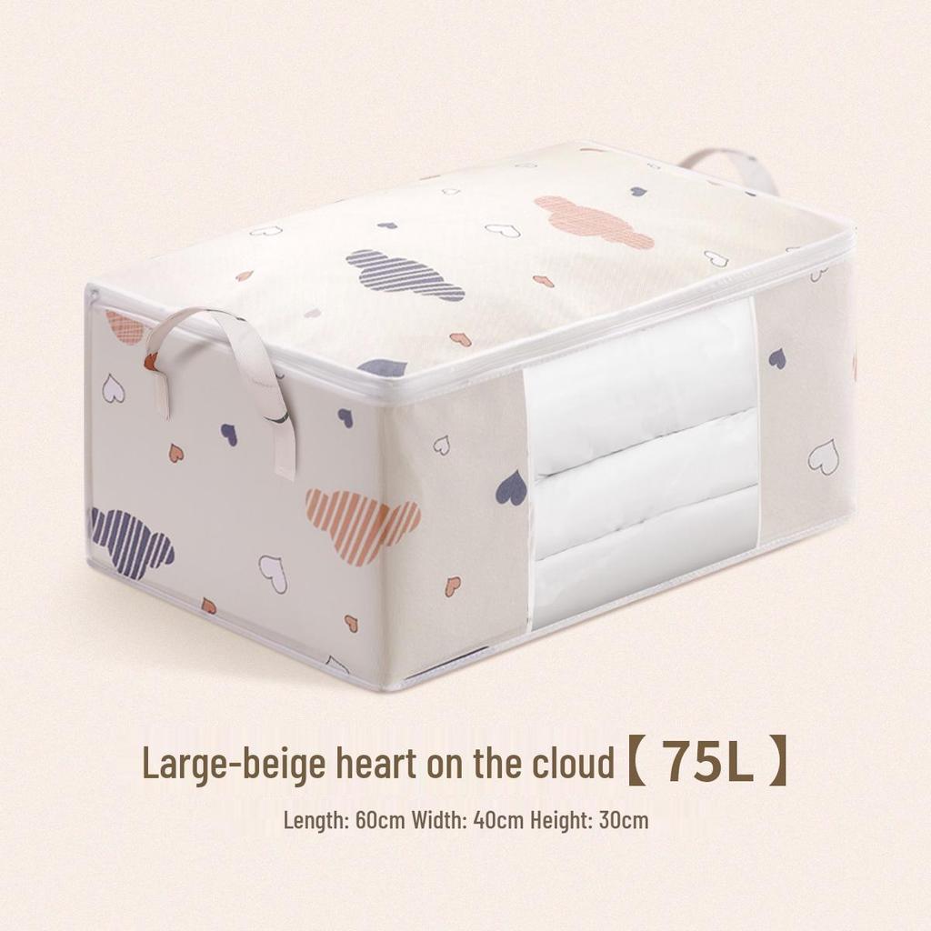 Cloud Love Cotton Quilt Storage Bag - Dustproof, Moistureproof, Visible Clothes Organizer with Printed Fabric