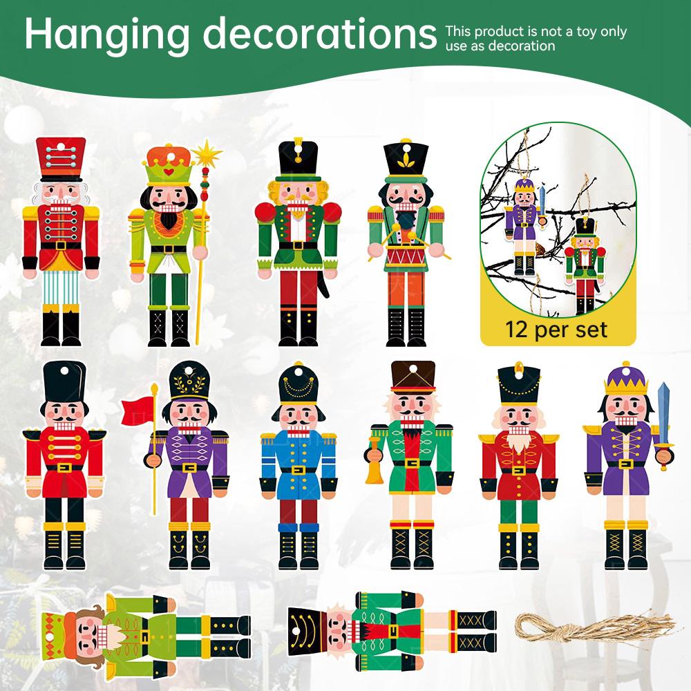12Pcs/set Christmas Tree Pendant Decoration Nutcracker Soldier Ornaments DIY Banner New Year  Party Navidad Natal Xmas Gift