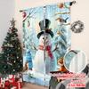 Set Of 2 Flat Printing Merry Christmas Curtains Winter Snowman Versatile Durable Polyester Without Electricity Festive Curtain