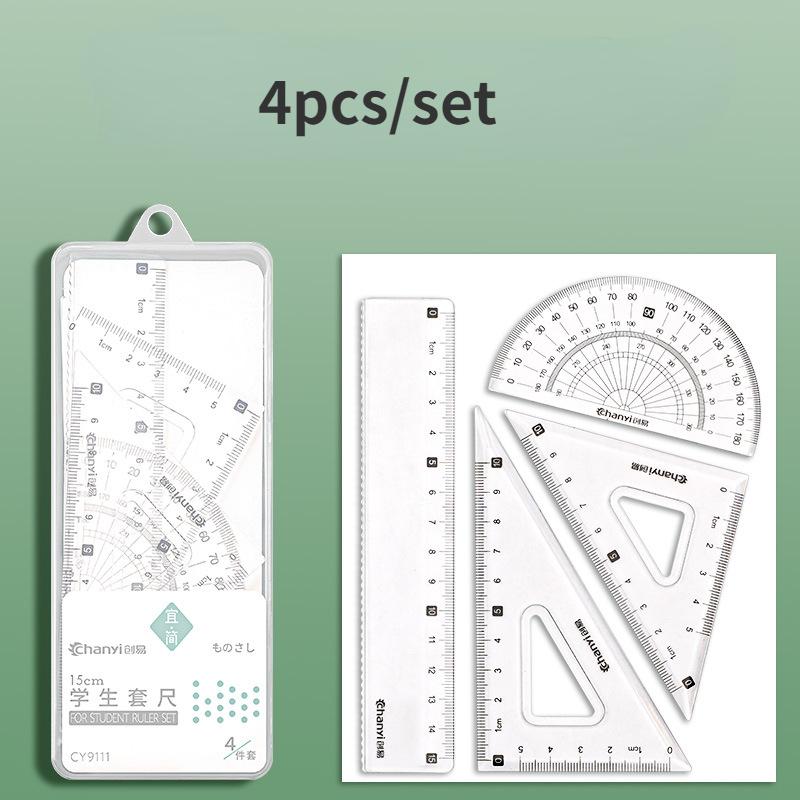4pcs/7pcs Geometric Mathematical Drawing Tool Set Multi-functional Compass Protractor Ruler Eraser