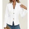 Women's Casual Solid Color Slim Fit Two Button Collar With Missing Corners Long Sleeved Suit Jacket