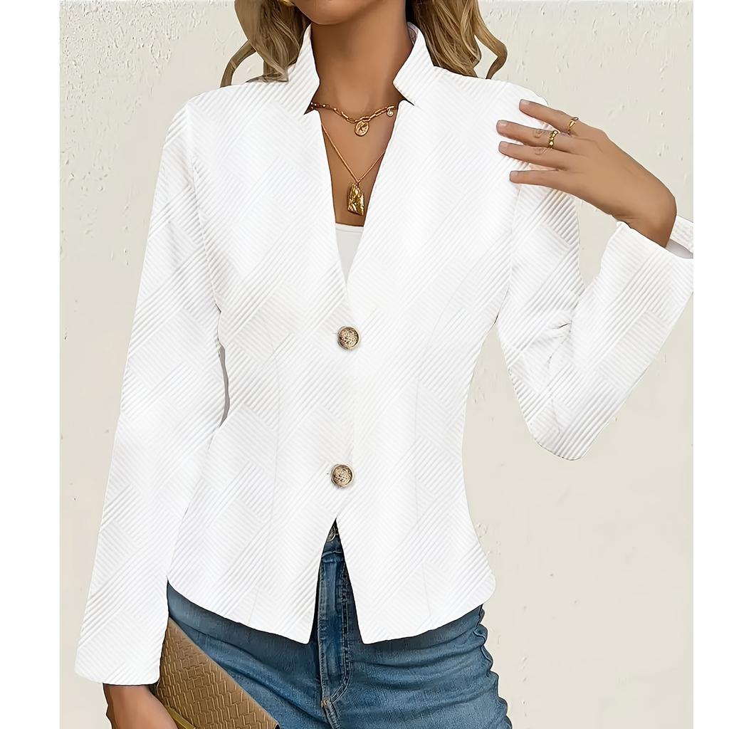 Women's Casual Solid Color Slim Fit Two Button Collar With Missing Corners Long Sleeved Suit Jacket
