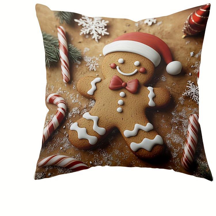 Festive Gingerbread Christmas Pillowcases: Adorable Decor for Your Holiday Home! Sofas, Bedroom Pillow Covers, Holiday Gifts