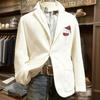 Men's Solid Color Corduroy Warm Pocket Suit Jacket Cardigan Men's Casual Suit
