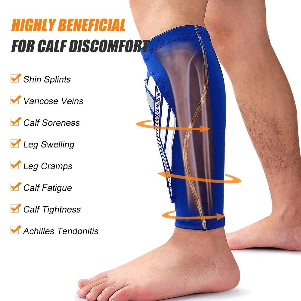 1Pcs Calf Compression Sleeves With Eva Pad For Men Women Leg Support Shin Splints Running Football Shin Guards