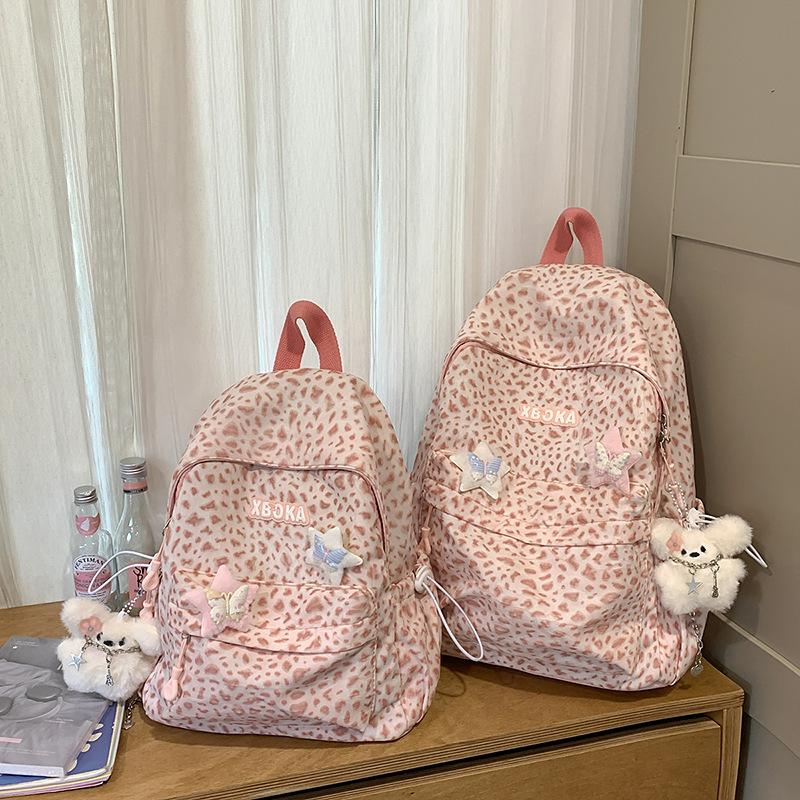 Schoolbag cute cartoon backpack female student 1011 new fashion leopard print travel backpack junior high school student class bag
