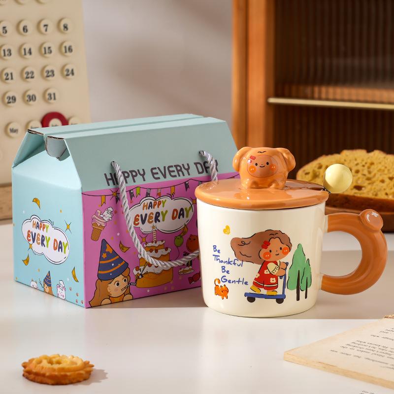 Ceramic Cup Cover with High Value Home Office Couple Water Cup Gift Box Creative Souvenir Gift Mug