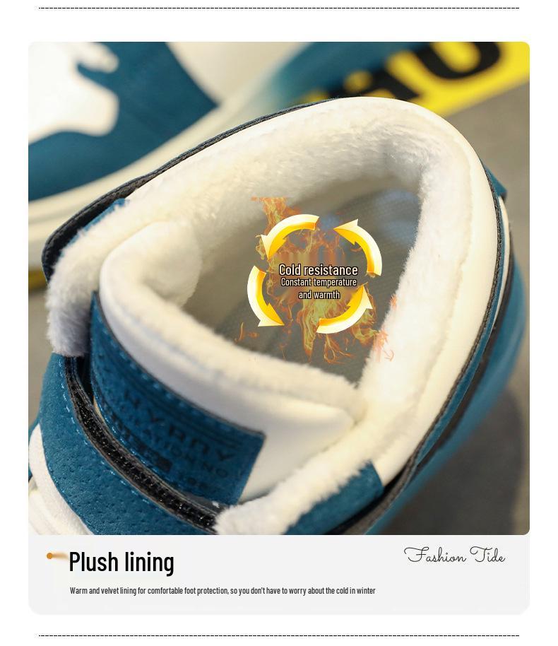 Kids' Winter 2025 High-Top Fleece-Lined Sports Shoes for Boys & Girls