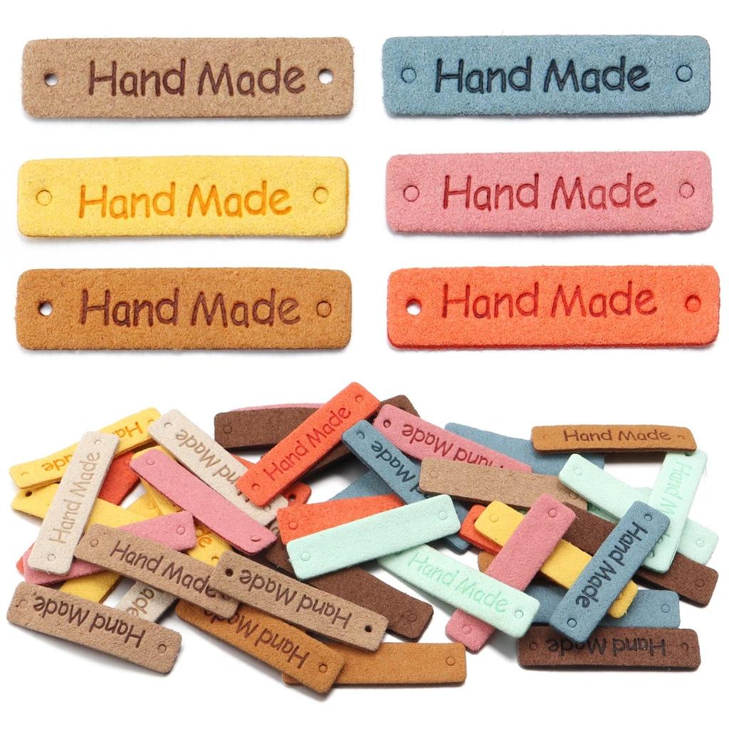 20pcs 1*4cm Handmade PU Leather Tags Color Sewing Labels For Bag Needlework Decoration DIY Hats Bags Garment Accessories