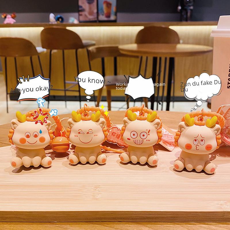 Playful Dragon Figurine Keychain Cute Silicone Key Holder For Backpacks Gifts