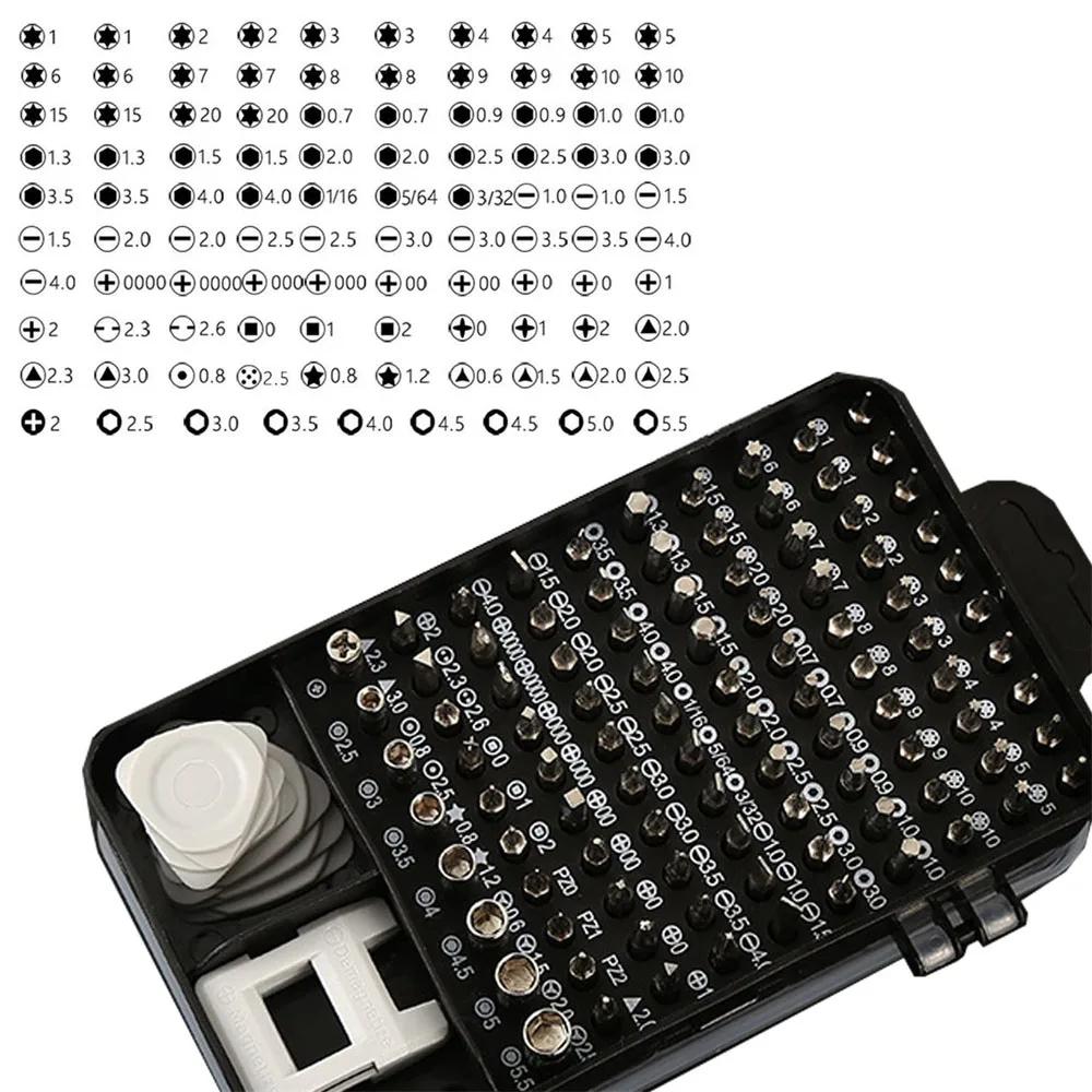 115 i 1 Presisjonsskrutrekkersett Profesjonelt Multifunksjonelt Reparasjonsverktøy med 98 Magnetiske Skrutrekkerbits for iPhone Briller