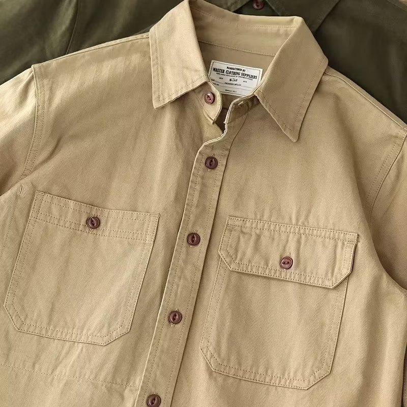 Spring And Autumn New Trendy Cargo Shirt American Retro Solid Color Multi-pocket Long-sleeved Jacket Loose Casual Sports Top