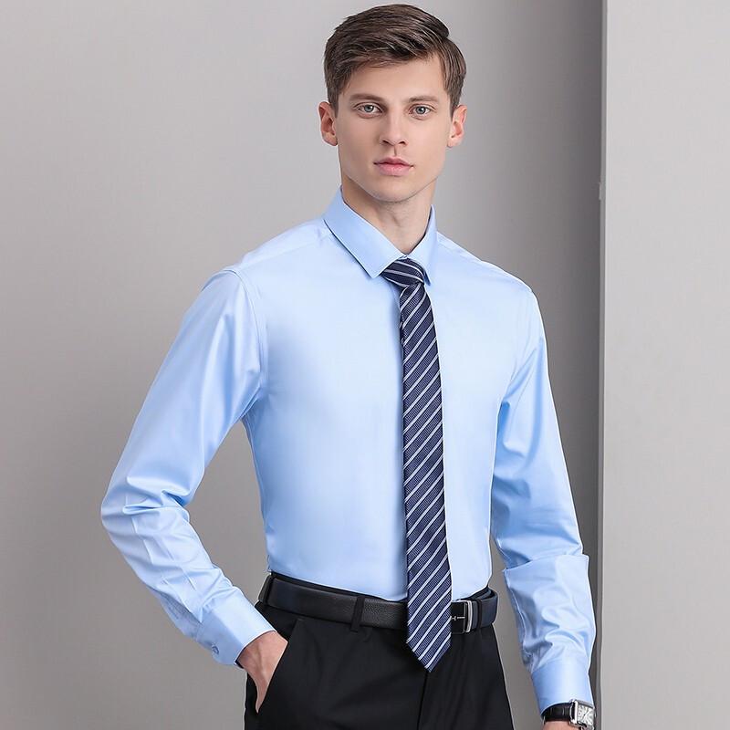 YILITON Men's Wrinkle-Free Pure Cotton Long Sleeve Work Shirt