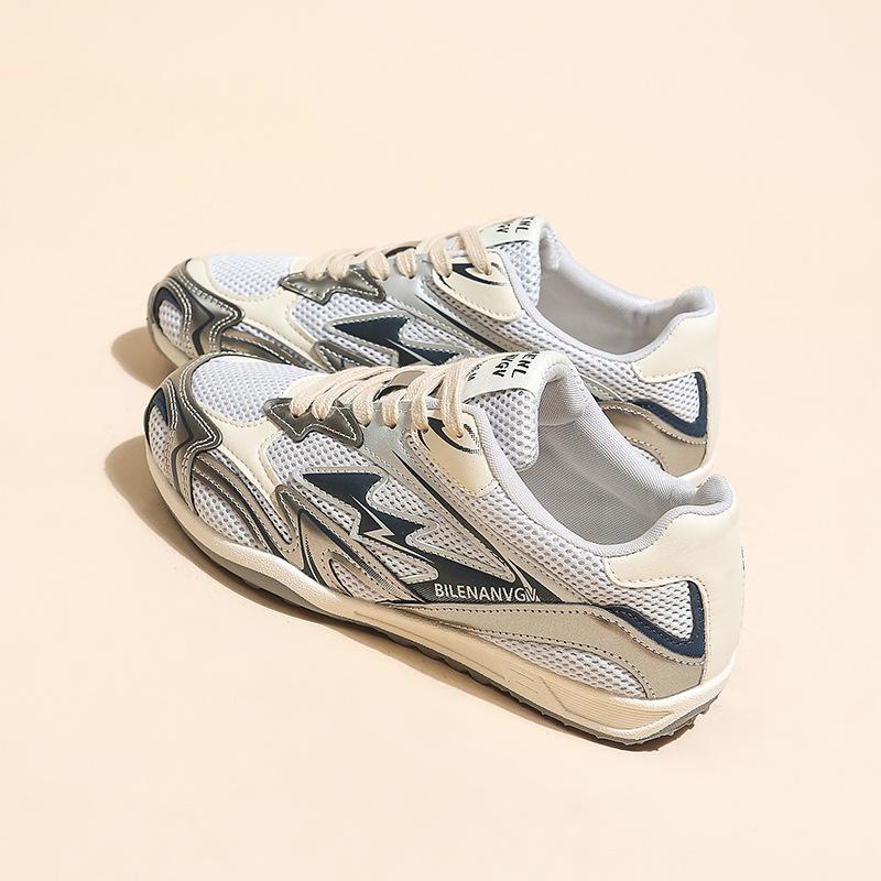 

Leather mesh breathable German training shoes women s 2025 autumn new inner height increase round head jogging casual sports shoes tide 40 серебряный