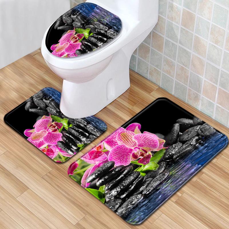 World Scenery Toilet Three-Piece Floor Mat Bathroom 3-Piece Mat Carpet Door Mat Is Now