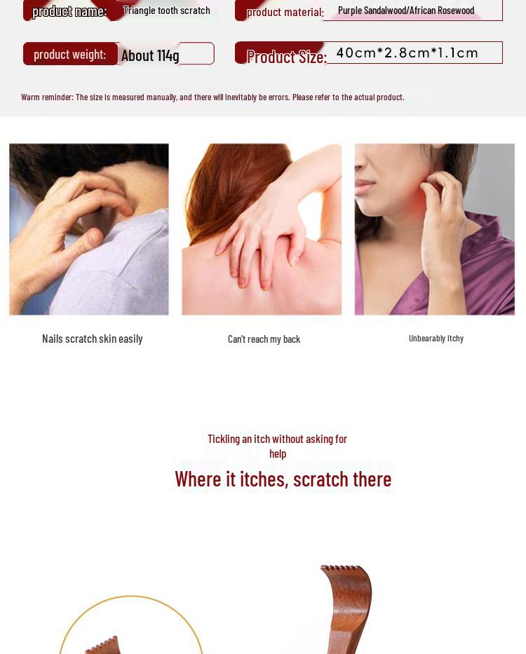 Palisander Zitan Massivtre Ryggskrape – Lilla Kløestillende Verktøy