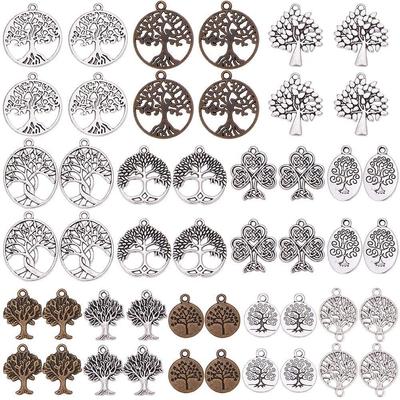 12Pcs  Styles Tree of Life Charms Pendants Connector DIY Antique Silver & Bronze Charms Pendant for Necklace Jewelry Making