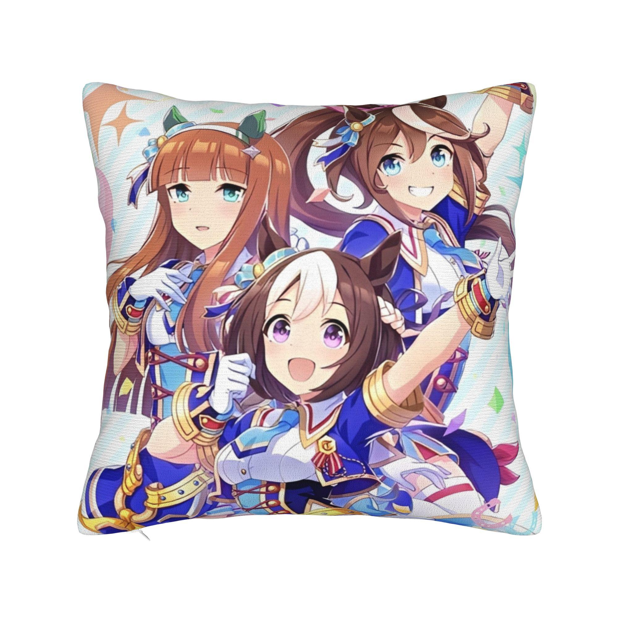 Аниме Умамусуме Наволочки Мерч Принт Декор Наволочка Чехол Подушка Домашний Мультиразмерный 12x12Inch