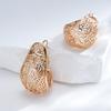 New Trend  Rose Gold Color Glossy Earrings For Women Fashion Creative Party Jewelry Simple Hollow Flower Drop Earrings