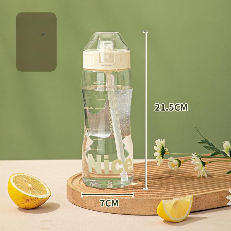 Wasserbecher, für männliche und weibliche Studenten, Sommer-Plastikbecher, handlicher Becher, Strohbecher, tragbarer Outdoor-Sport-Wasserbecher