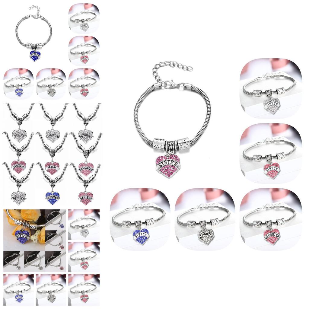 Stylish Heart Shaped Family Member Bracelet With Rhinestone Accents For Special Occasions
