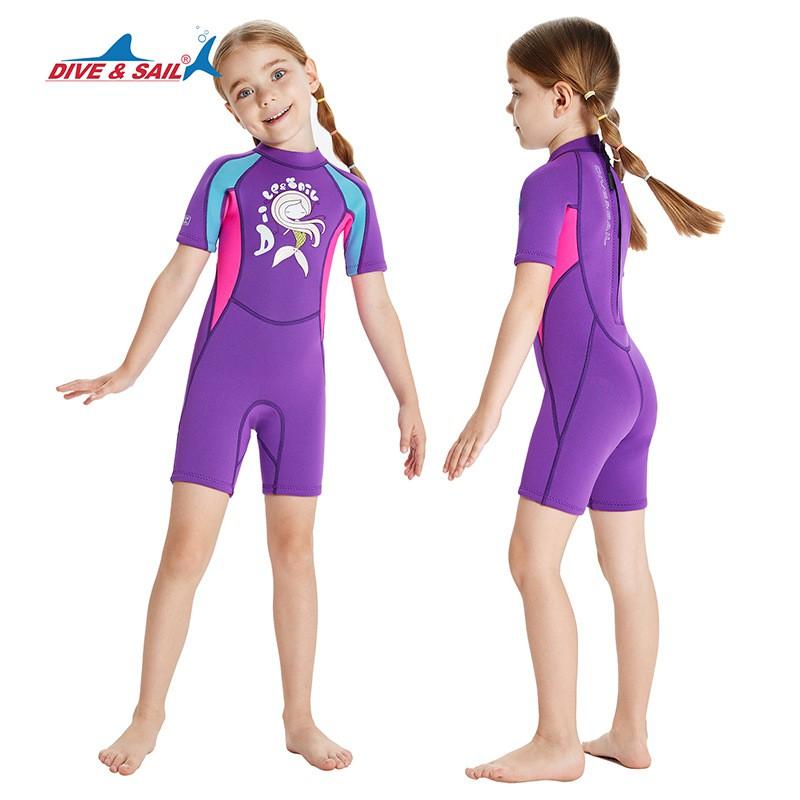 Children's Diving Suit 2.5MM One-piece Short-sleeved Warm Girls 'swimsuit Cold-proof Surfing