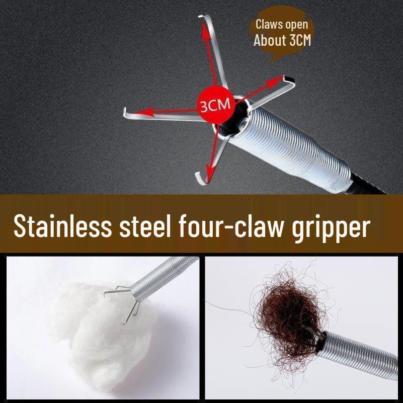 Four-Claw Drain Cleaner: Sewer & Toilet Hair Catcher Tool