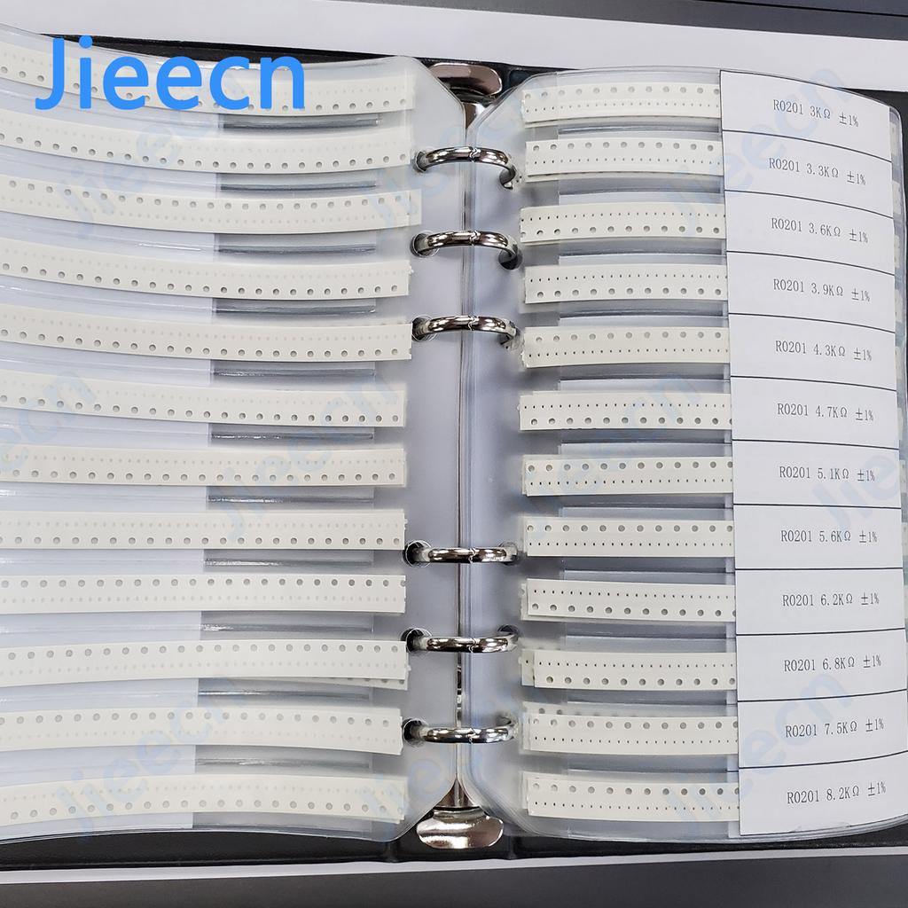 Jieecn 4250PCS 8500PCS 0201 0402 0603 0805 1206 1% SMD Resistor Sample Book Assorted Kit 10K 100K 1K 1R 100R 220R Engineers