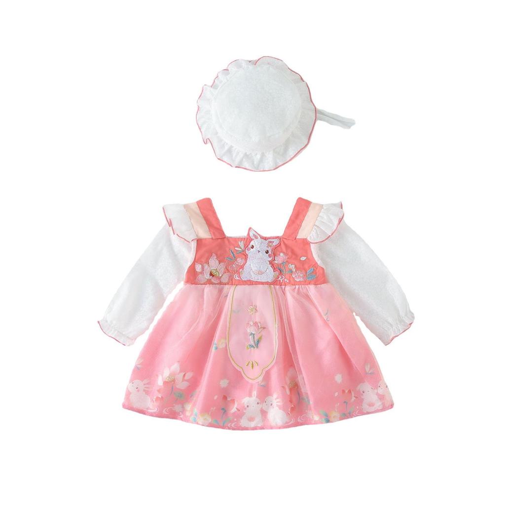 Baby Girl Summer Hanfu Bodysuit: Lightweight Ancient Costume Diaper Cover Jumpsuit Princess Dress Tang Suit
